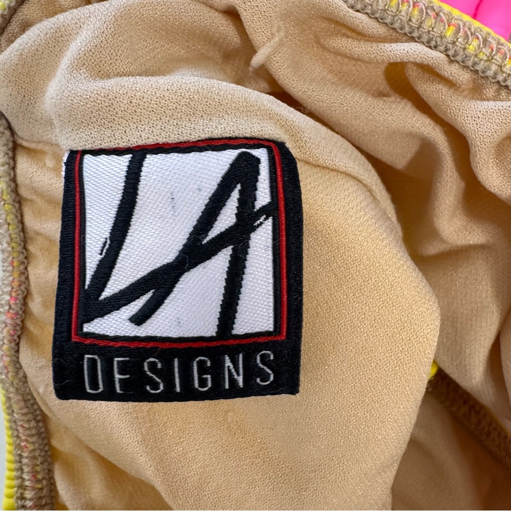 LA Dance Designs Neon Yellow and Pink Leotard Child Large - Picture 7 of 9